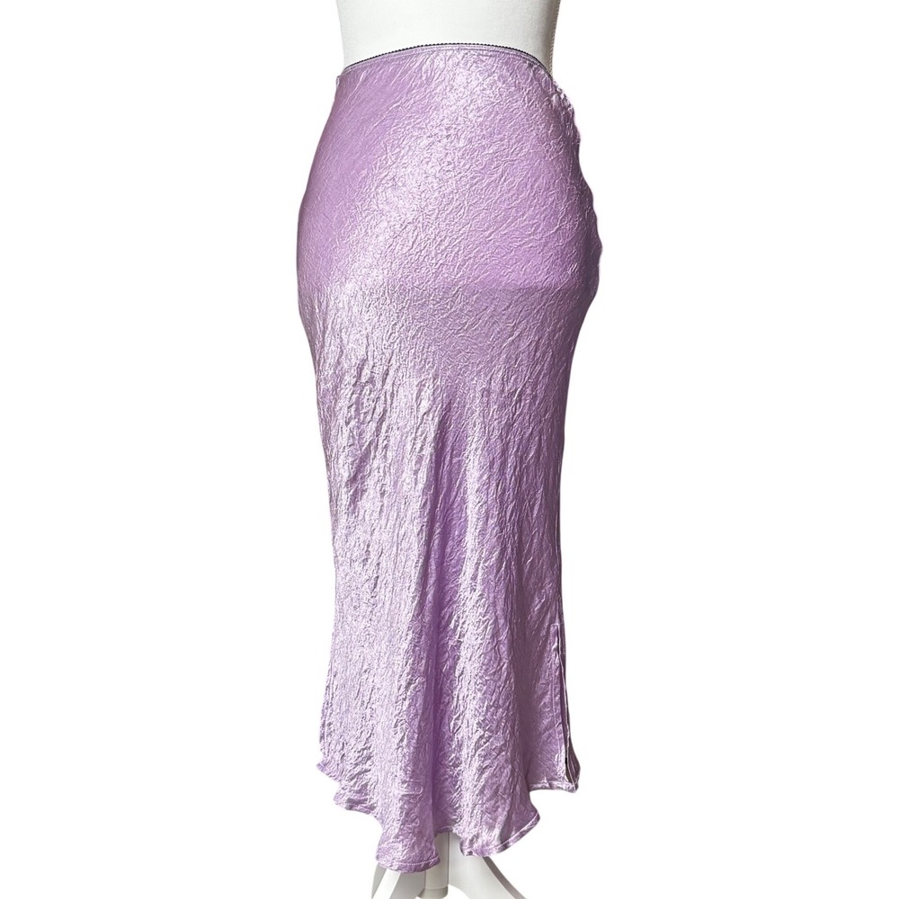 UNIF Lilac Purple Satin Midi Skirt Acetate Crinkle‎ Texture Size Small